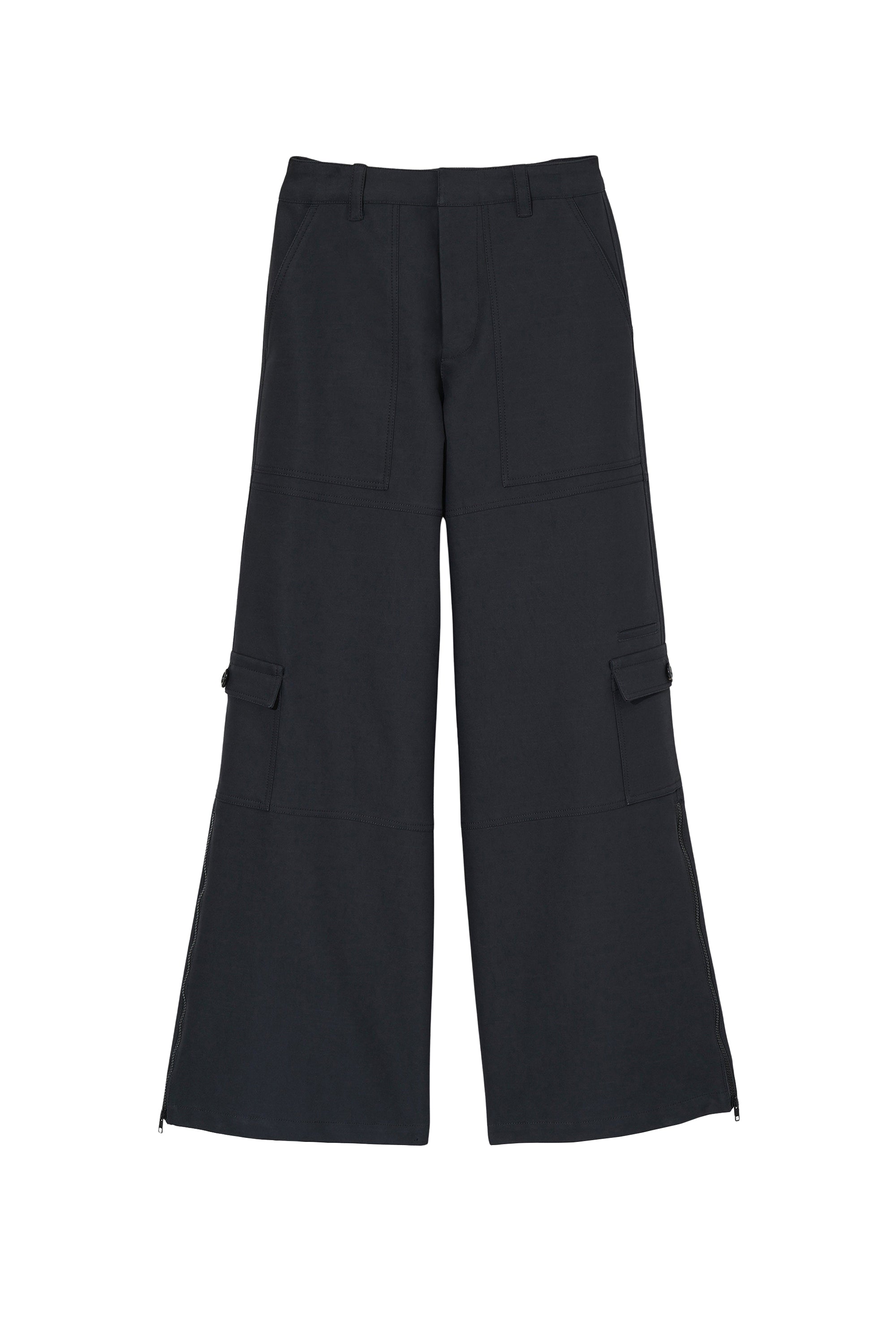 Pantalon cargo décontracté à ourlets zippés - Black
