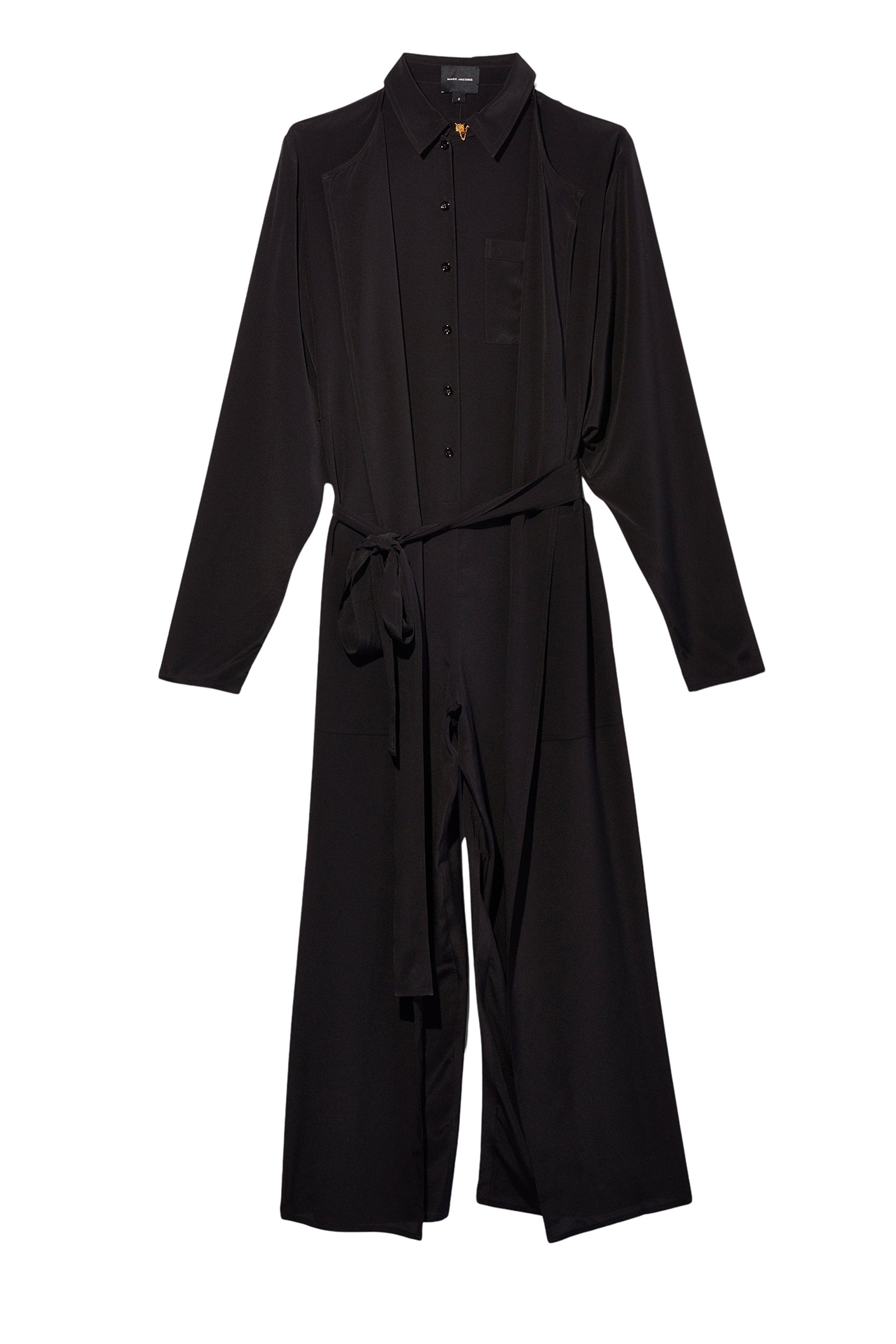 10 / DJV /150€ /10qty-10 /ST 100% /13 TROCA 214,5€   Combinaison boutonnée et nouée à la taille en soie - Black