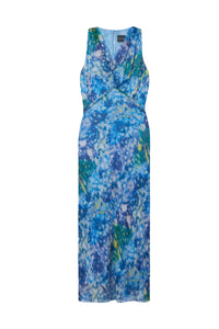 Robe à col bénitier et dos nu en soie - Blue