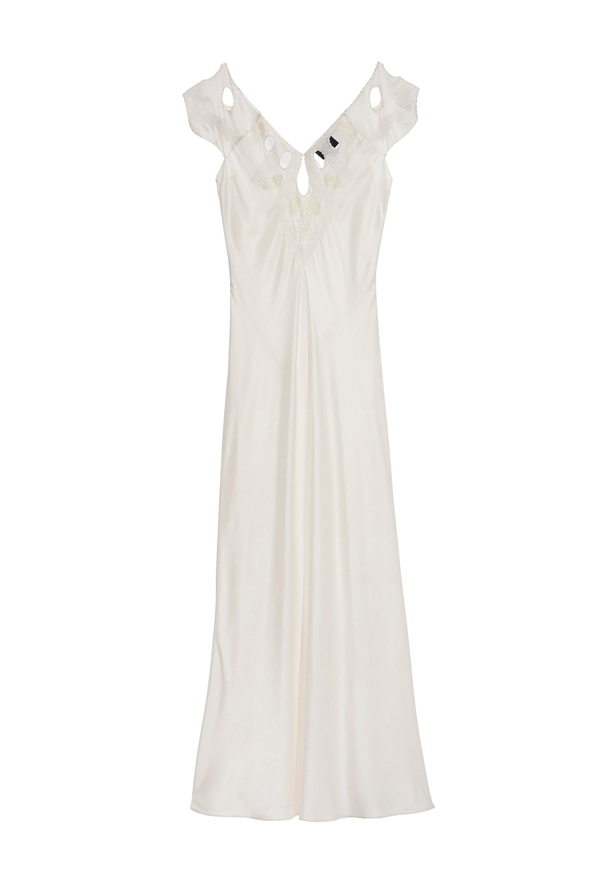 Robe midi brodée en soie - Ivory