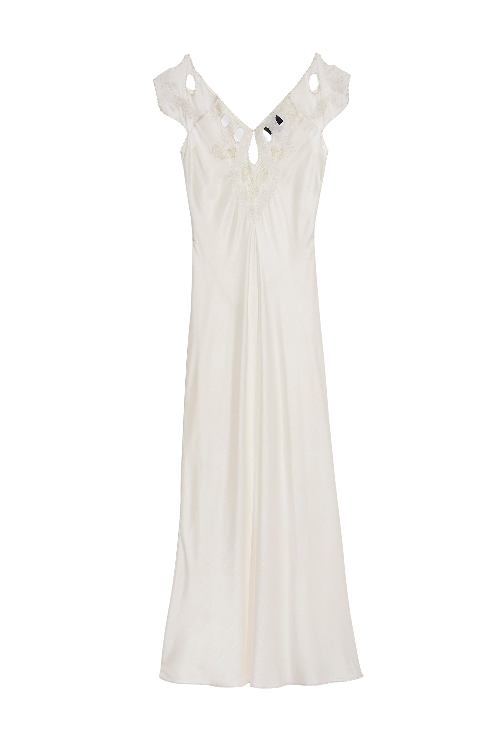 Robe midi brodée en soie - Ivory