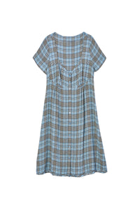 Robe midi boutonnée à carreaux - Blue