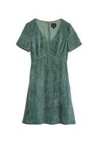 Robe courte à col V et manches courtes - Apple Green