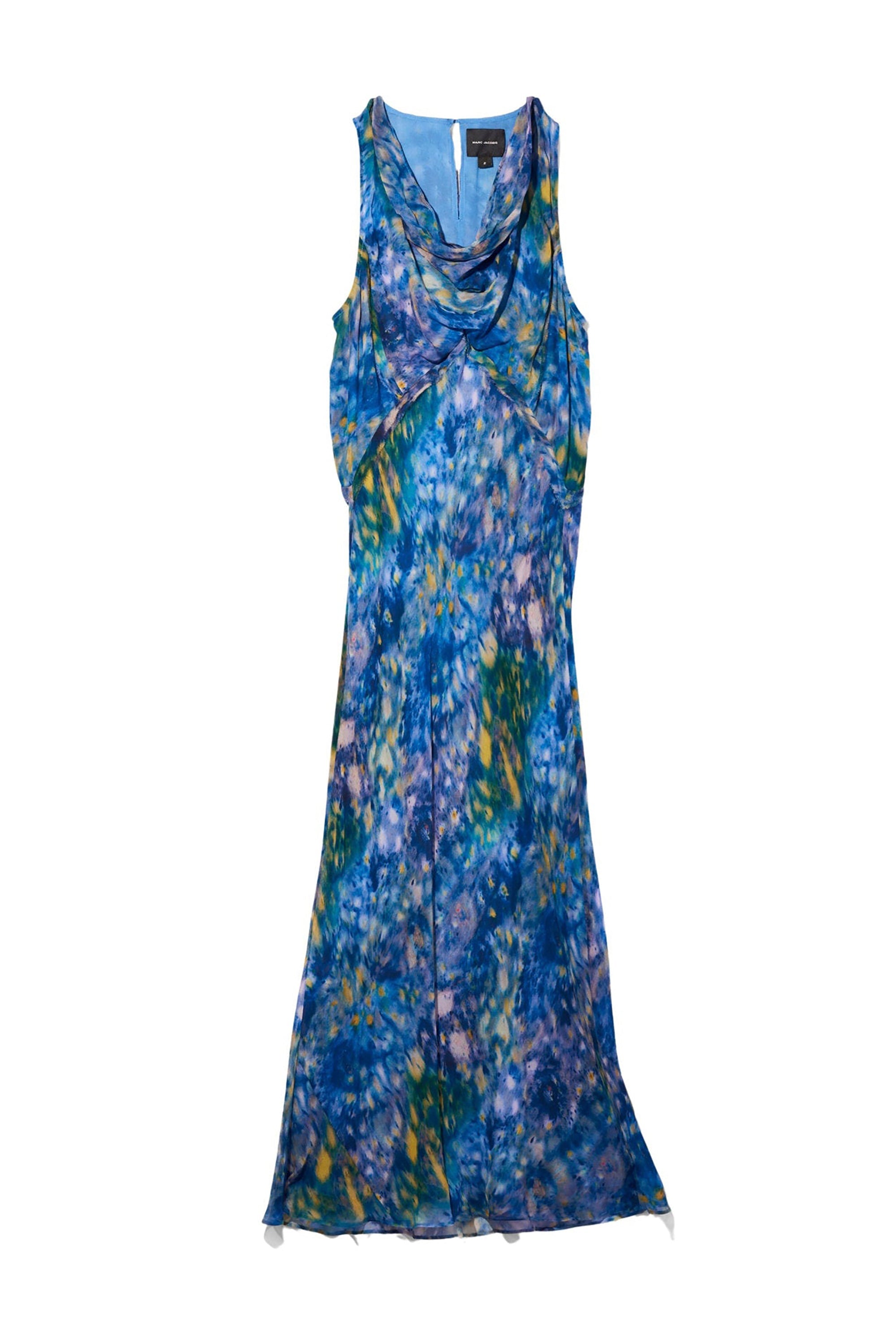 Robe à col bénitier et dos nu en soie - Blue