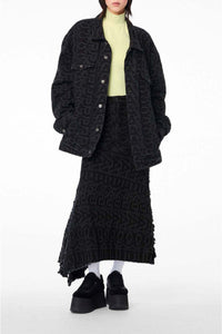 Jupe Monogram asymétrique en denim - Black