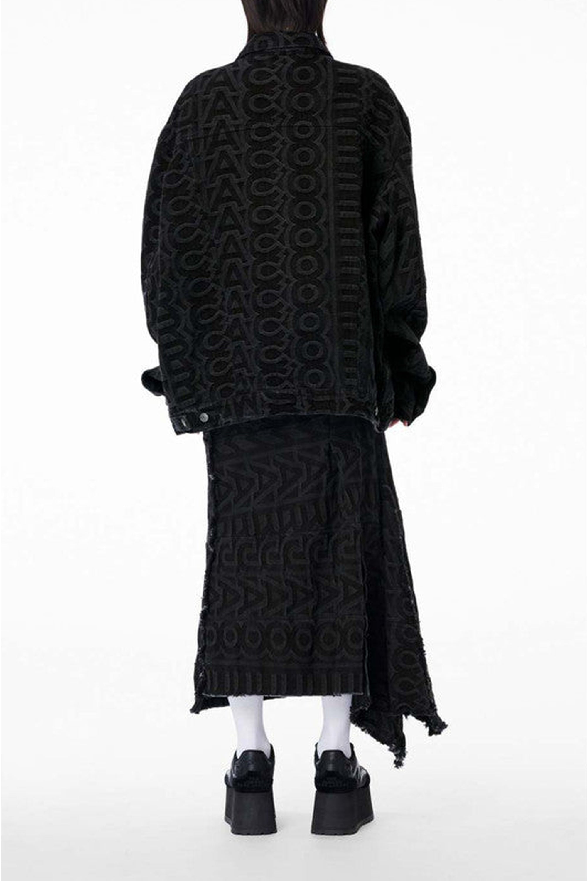 Jupe Monogram asymétrique en denim - Black