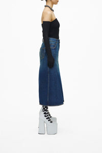 12 / DJV /120€ /2qty-0 /ST 0% /12 TROCA 165€   Jupe midi en denim - Future Indigo
