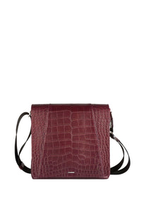 Sacoche texturée en cuir exotique - Bordeaux