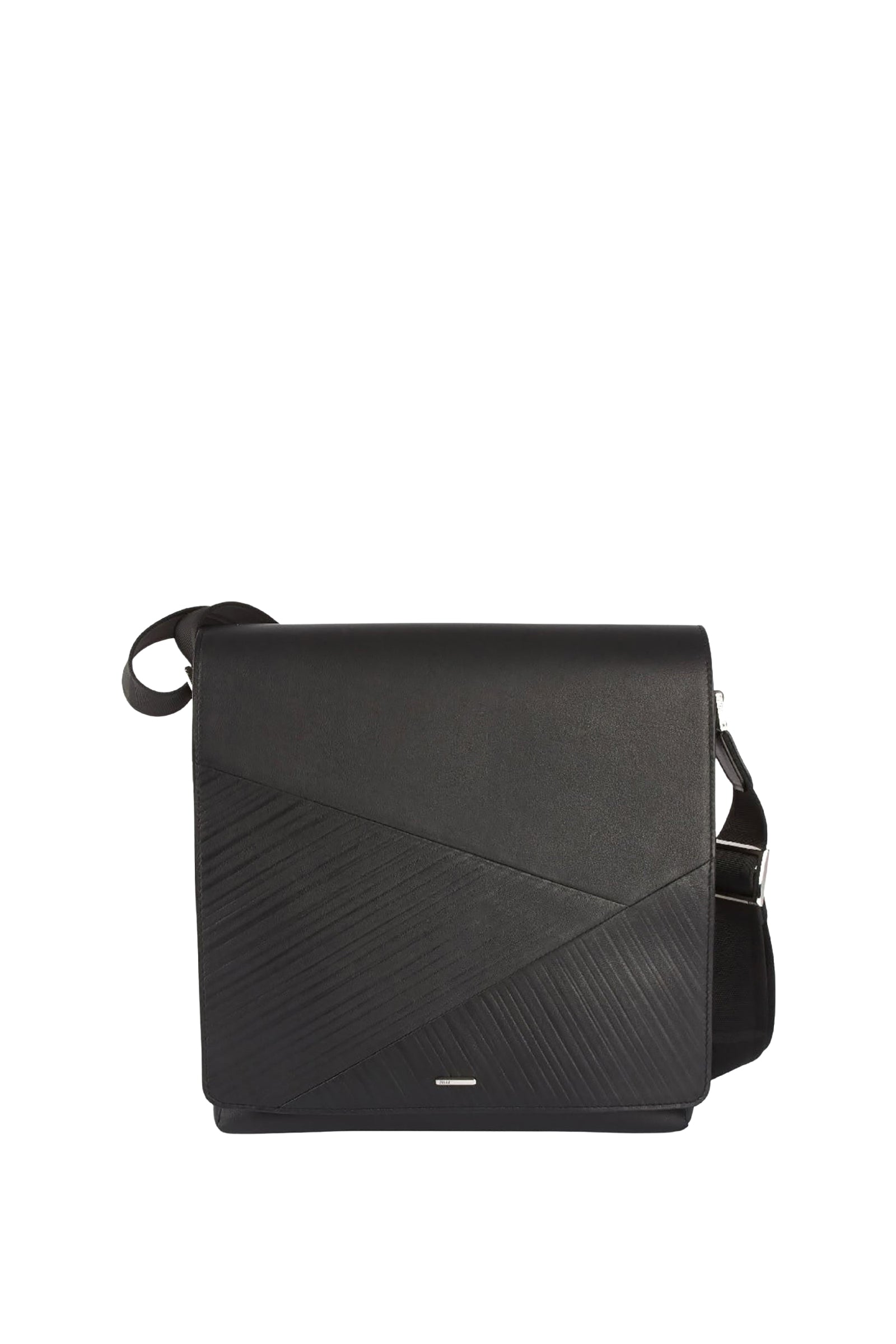 Sacoche à motif géométrique texturé en cuir - Noir