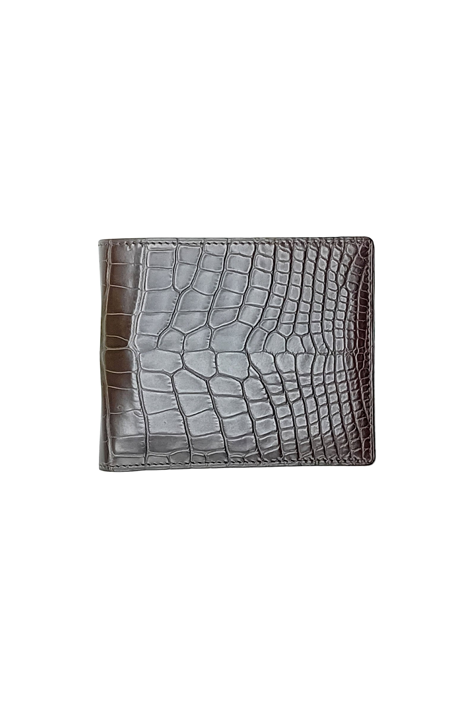 Portefeuille gaufré en cuir exotique - Marron