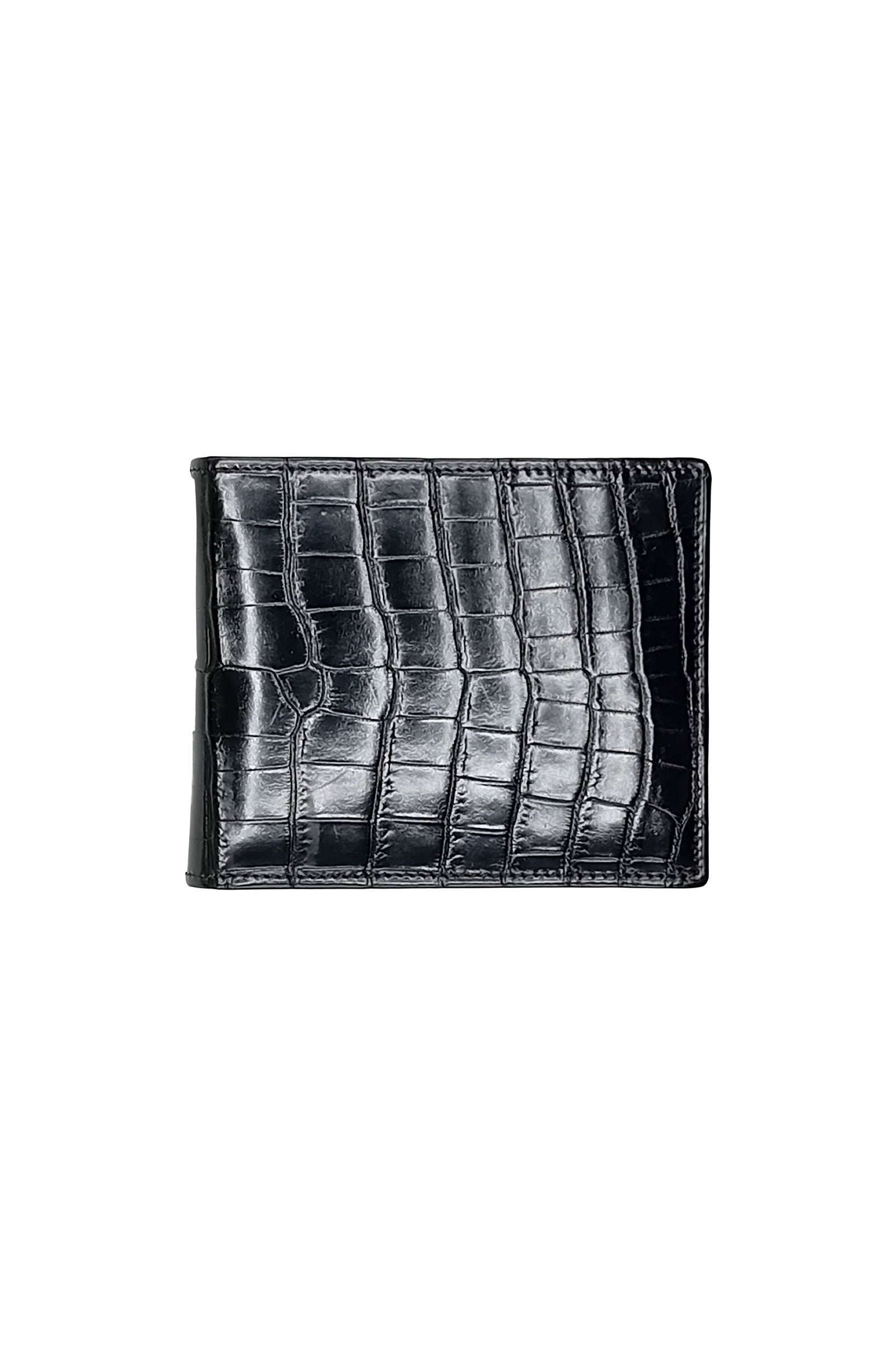 Portefeuille gaufré en cuir exotique - Noir