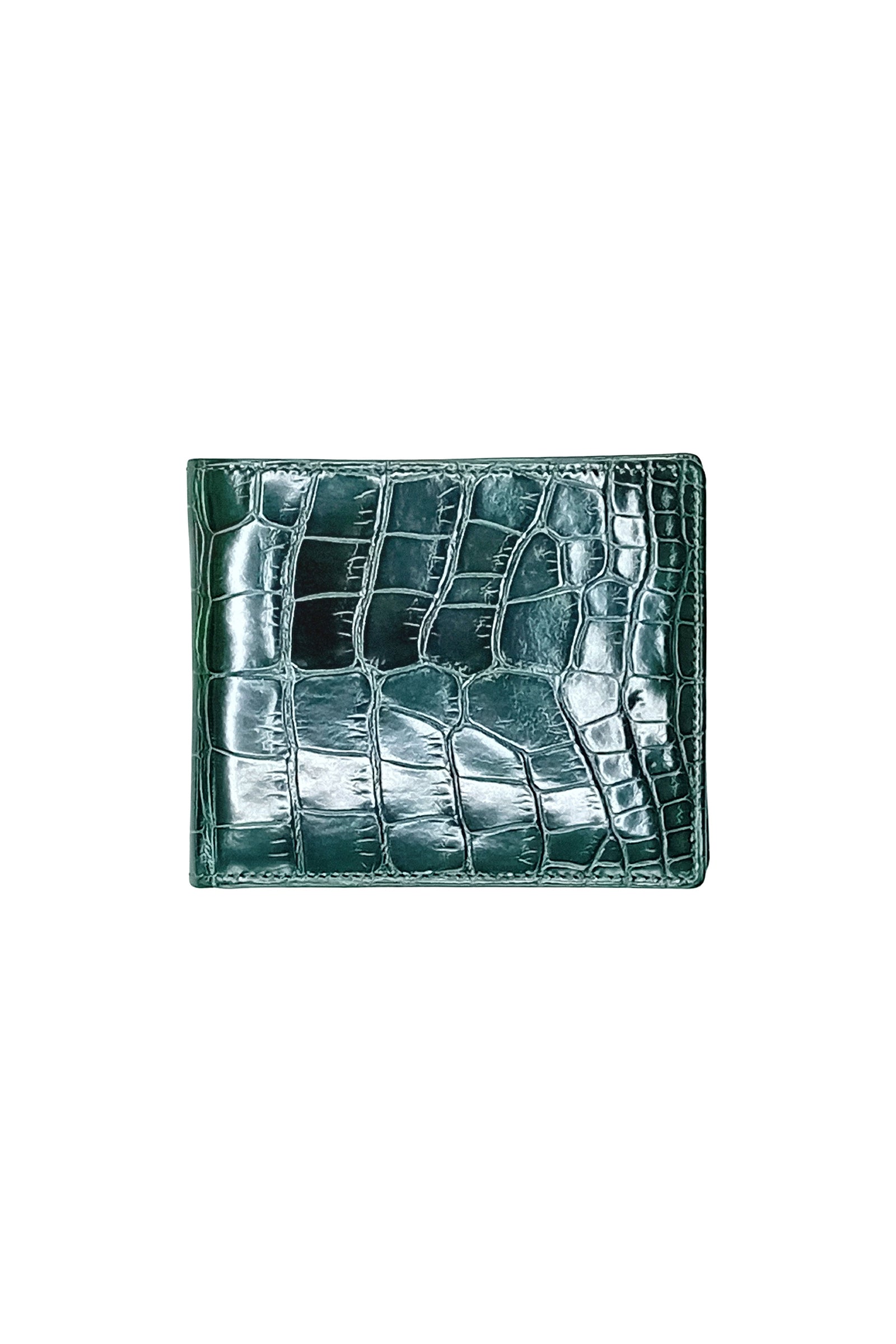 Portefeuille texturé en cuir exotique - Vert
