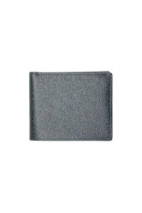 Portefeuille pliant à motif texturé en cuir - Noir