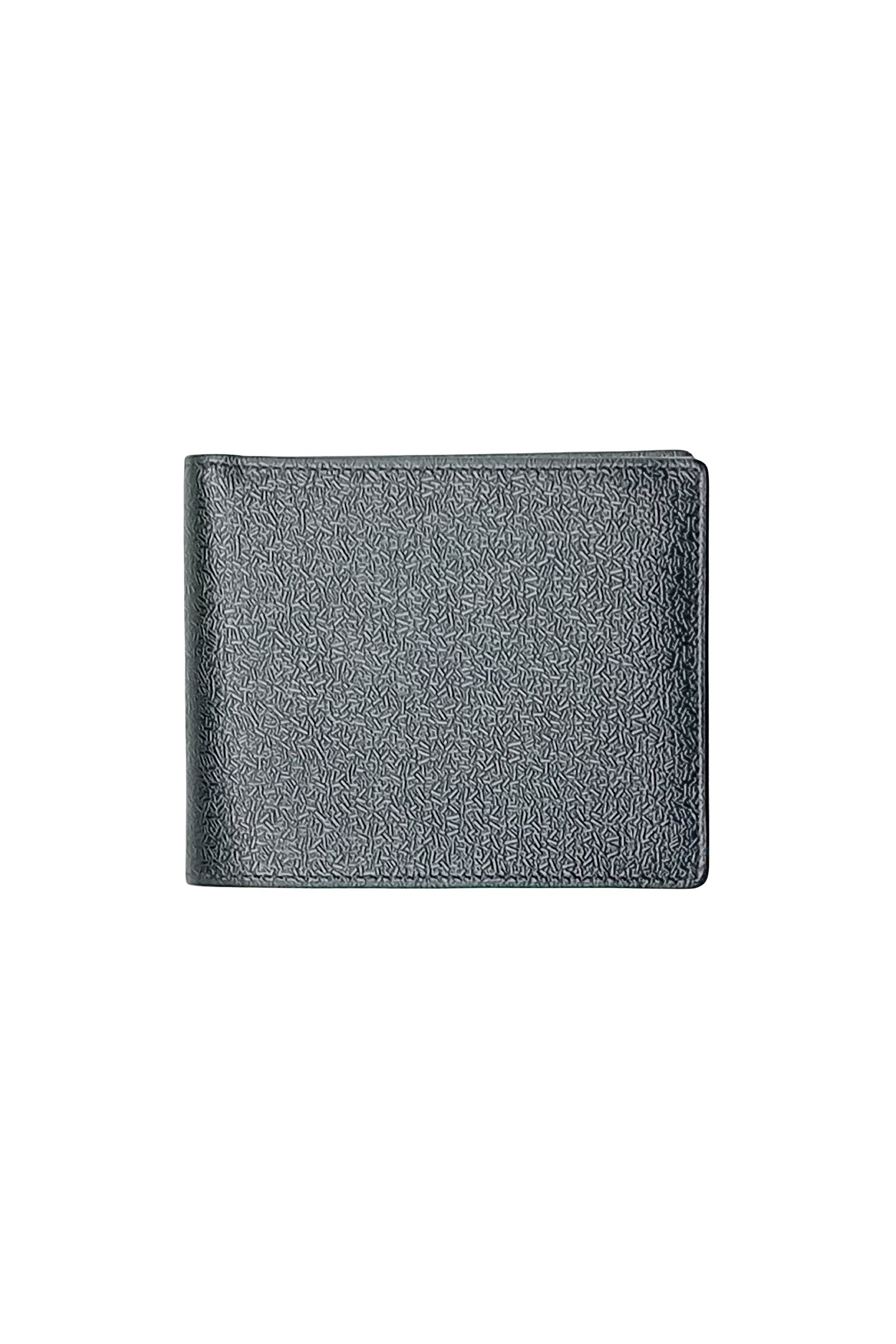 Portefeuille pliant à motif texturé en cuir - Noir