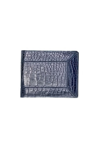 Portefeuille à motif gaufré en cuir exotique - Bleu