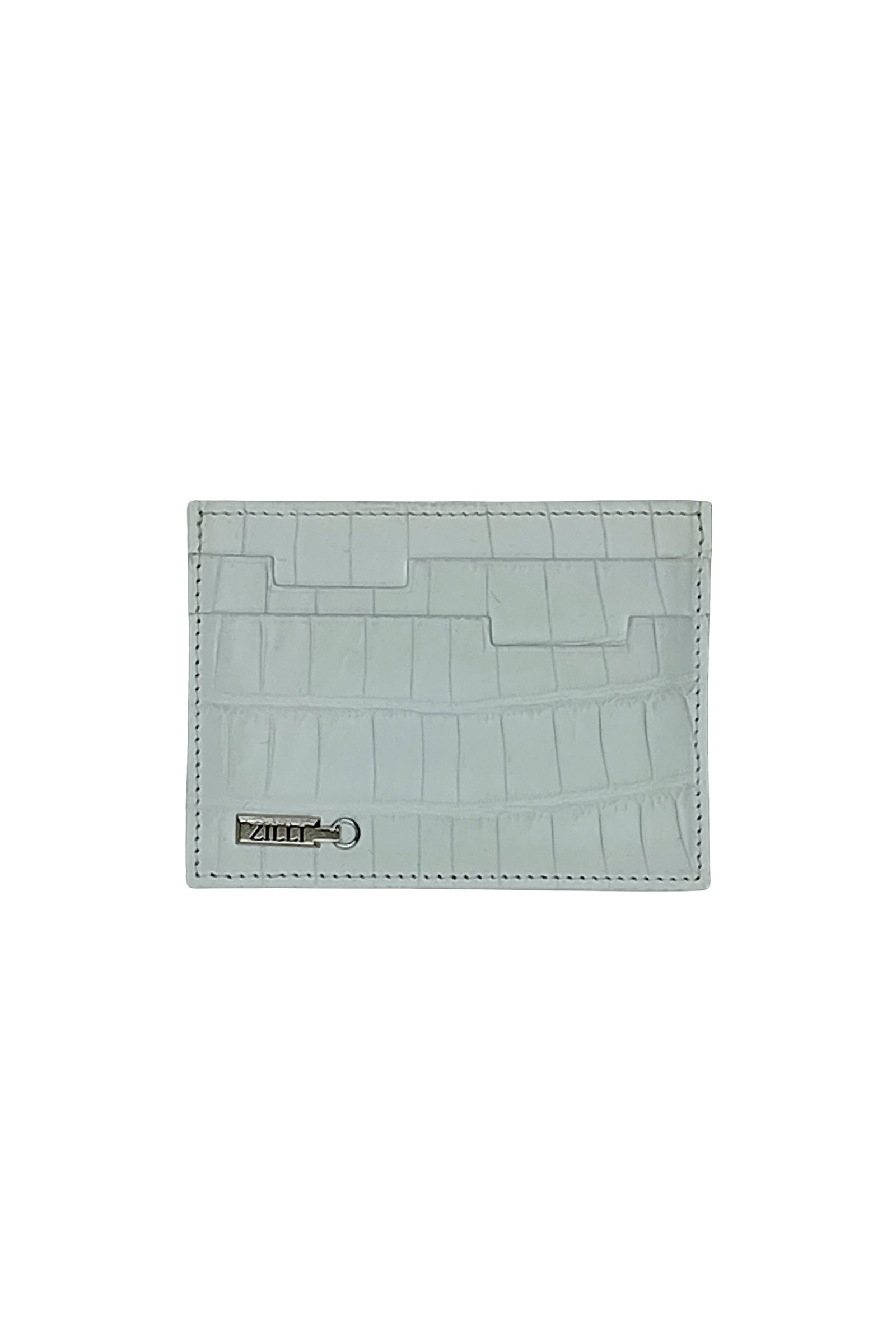 Porte-cartes gaufré en cuir exotique - Blanc