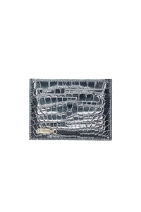 Porte-cartes texturé en cuir exotique - Noir