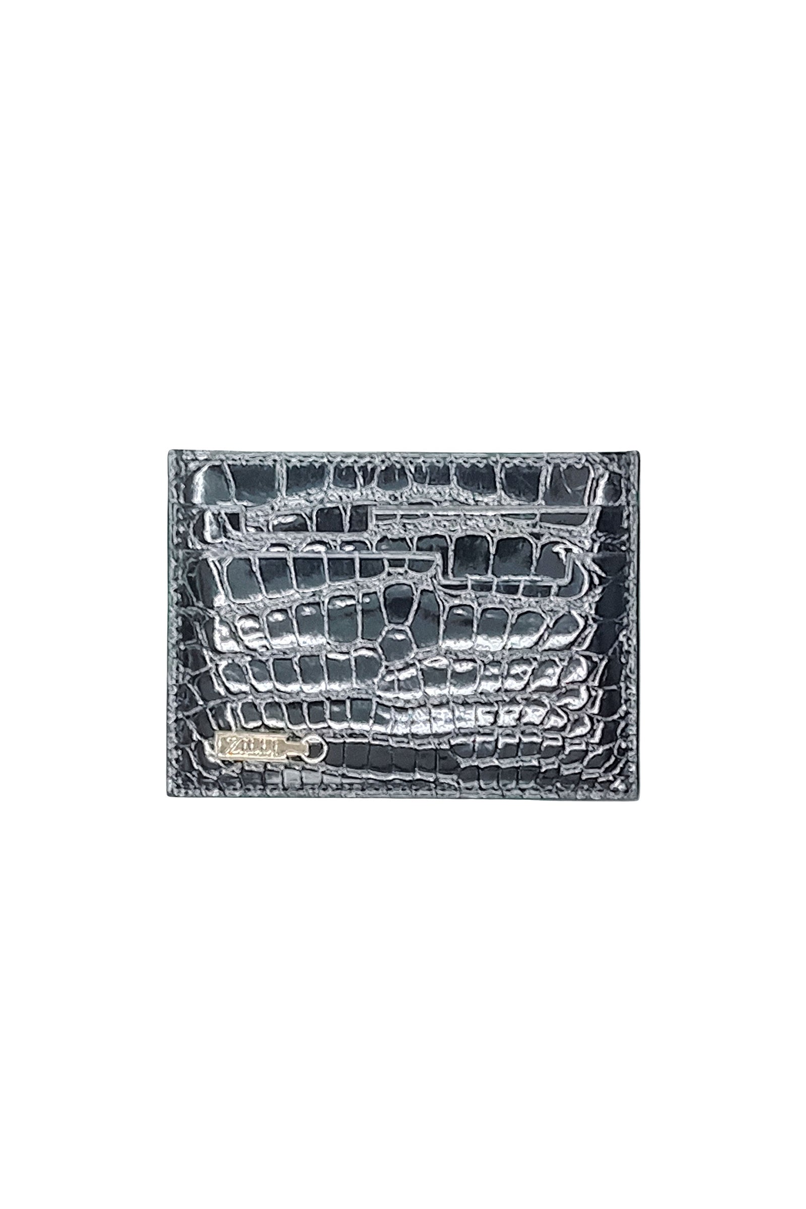 Porte-cartes texturé en cuir exotique - Noir