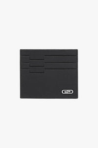 Porte-cartes à motif grainé en cuir - Noir