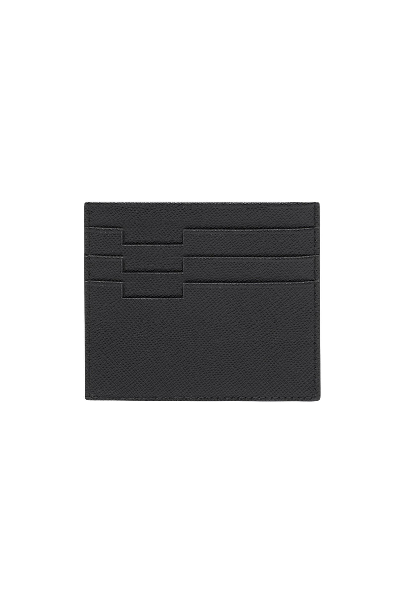 Porte-cartes à motif grainé en cuir - Noir