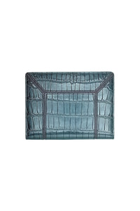 Portefeuille texturé en cuir exotique - Bleu & Marron