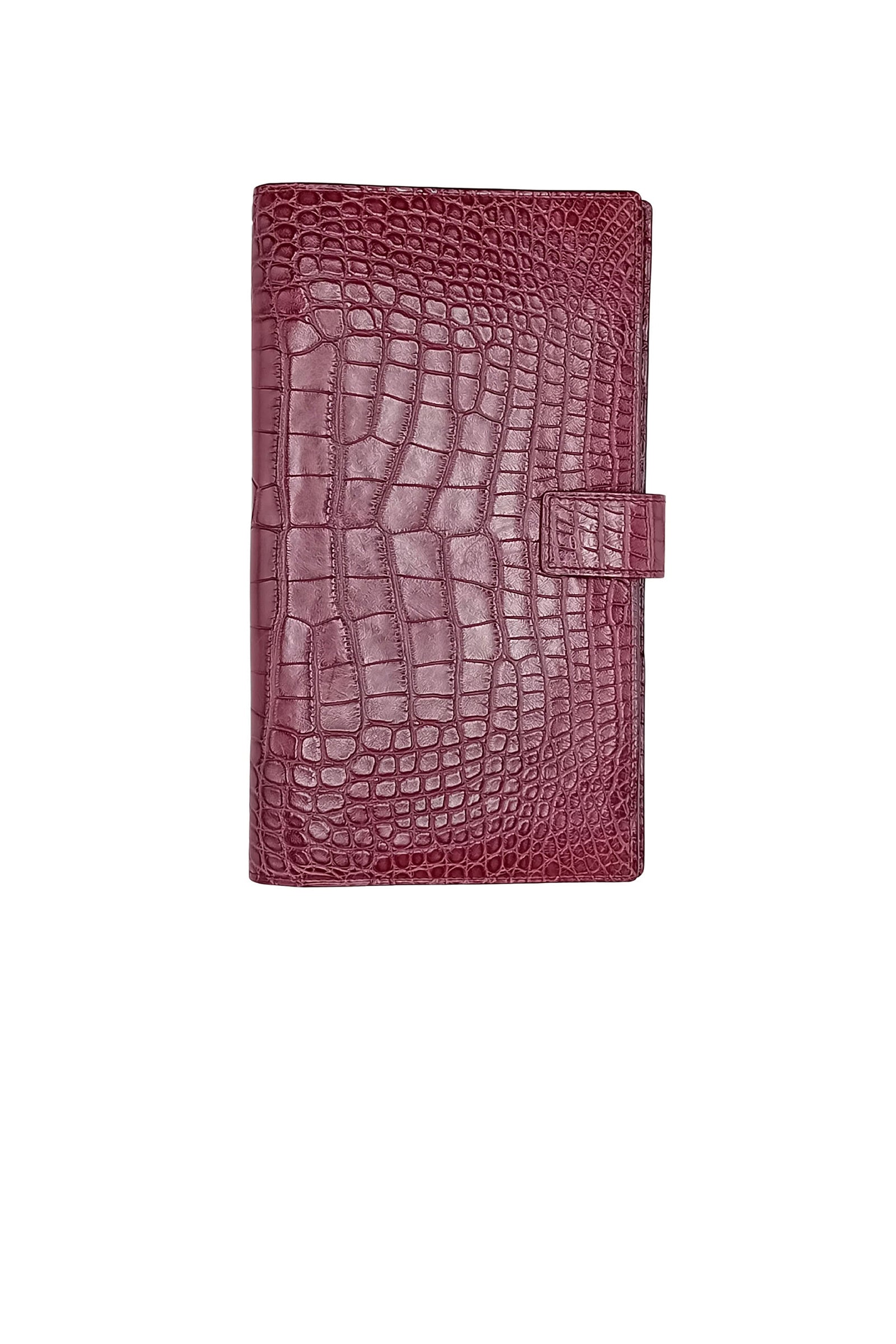 Portefeuille long à motif gaufré en cuir exotique - Bordeaux