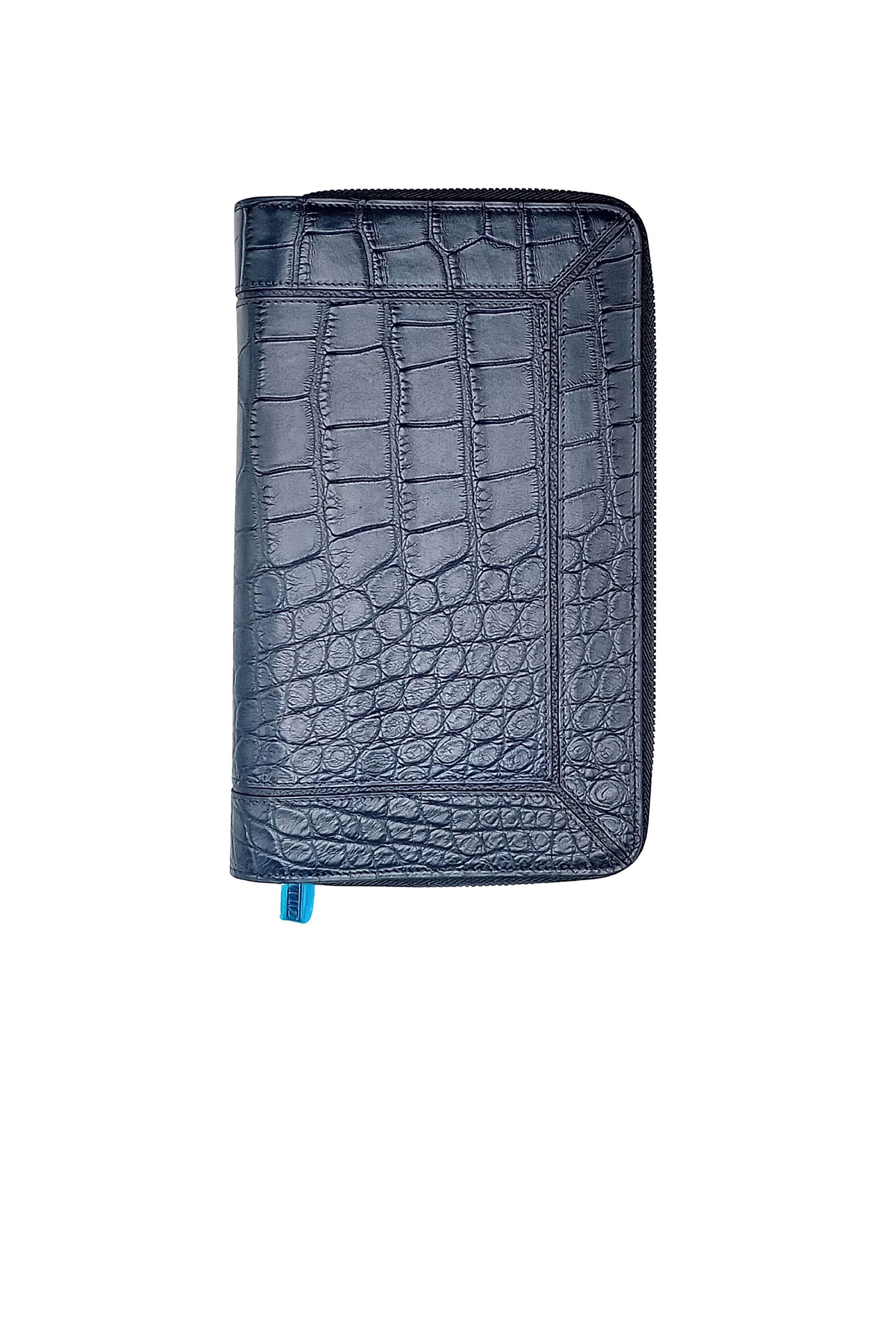 Porte-documents zippé en cuir exotique - Bleu