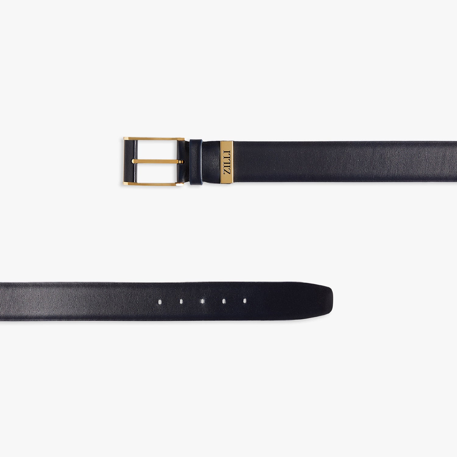 Ceinture à boucle et surpiqûres en cuir - Bleu