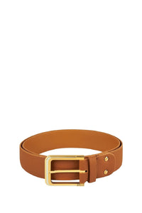 Ceinture à boucle en cuir exotique grainé - Camel