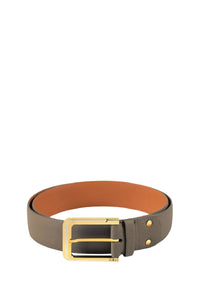 Reversible belt with buckle in exotic leather - Grey & Camel