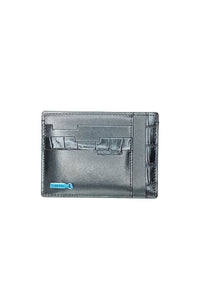 Porte-cartes embossé en cuir - Noir