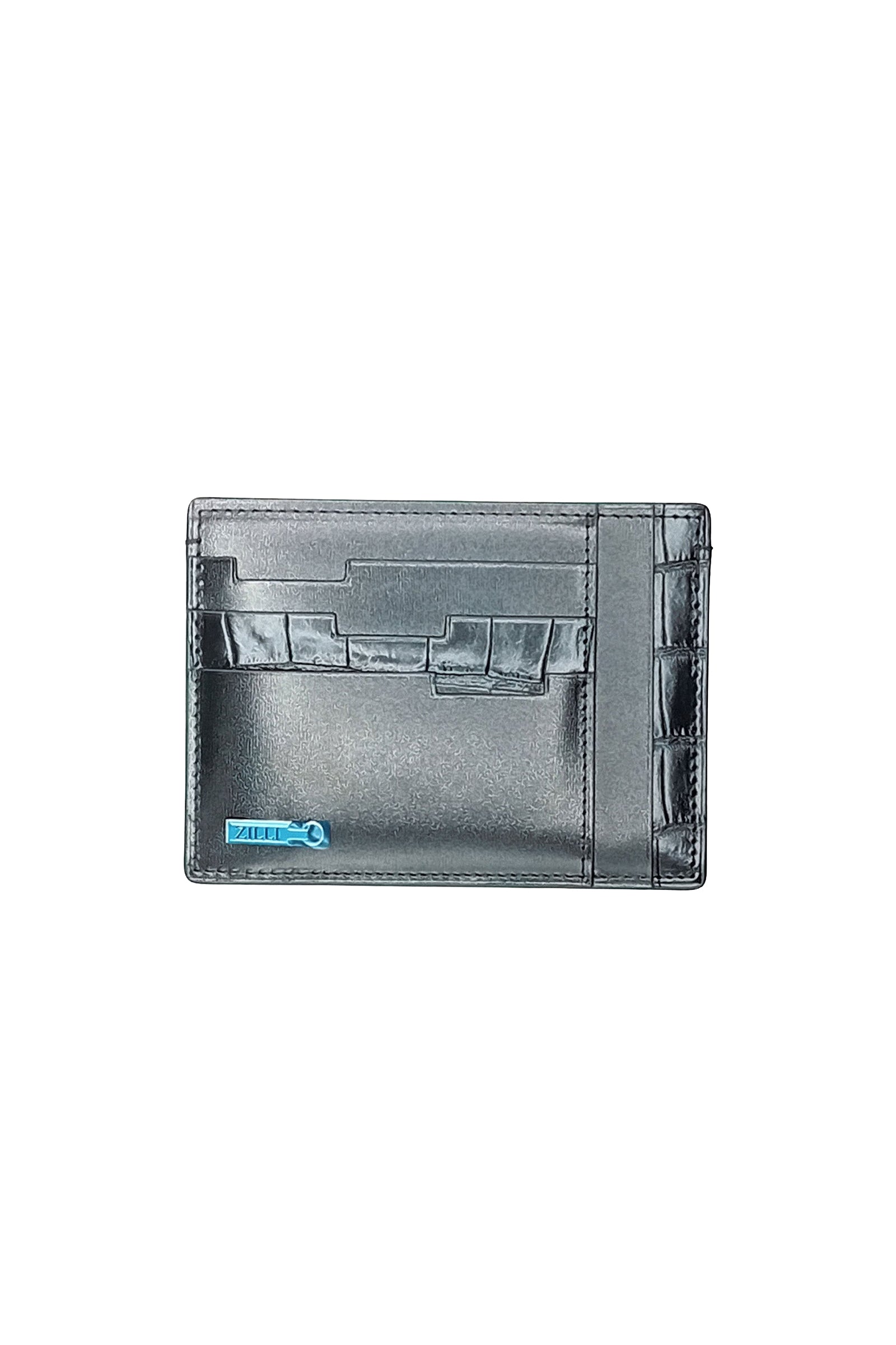 Porte-cartes embossé en cuir - Noir