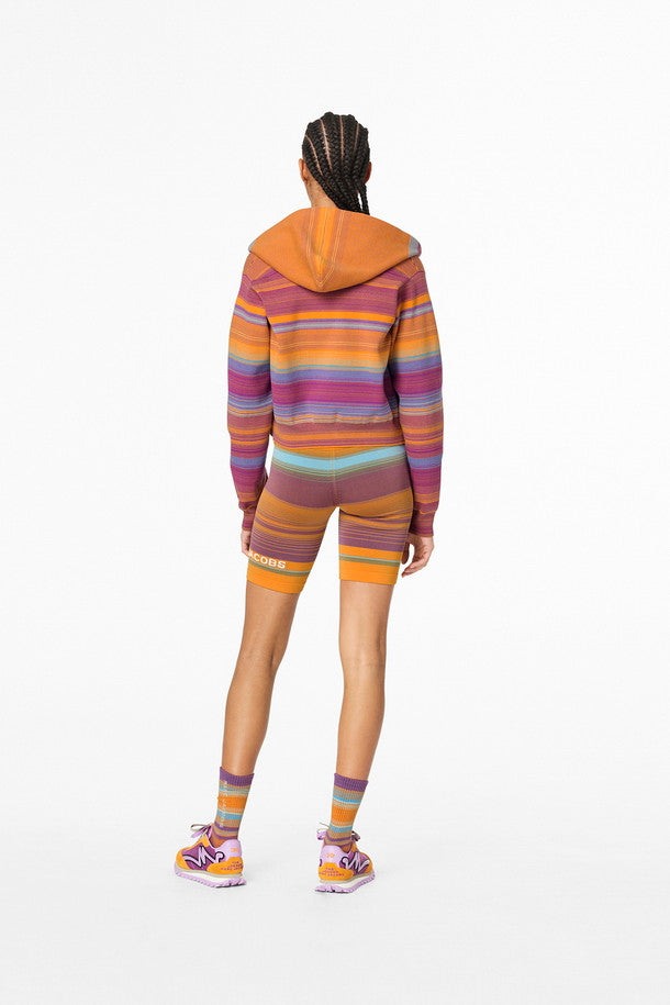 Short cycliste rayé à logo - Purple Multicolor