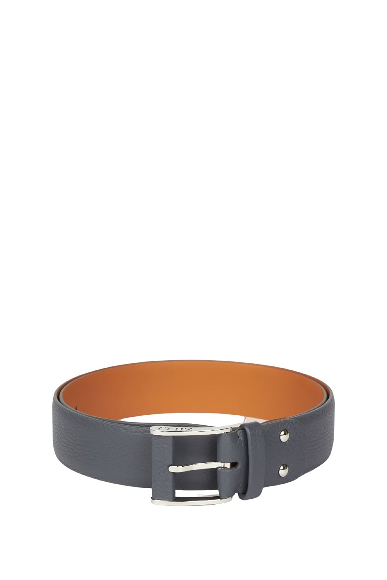 Ceinture grainée en cuir exotique - Gris & Orange