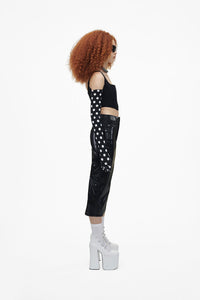 Débardeur corset court en denim - Black