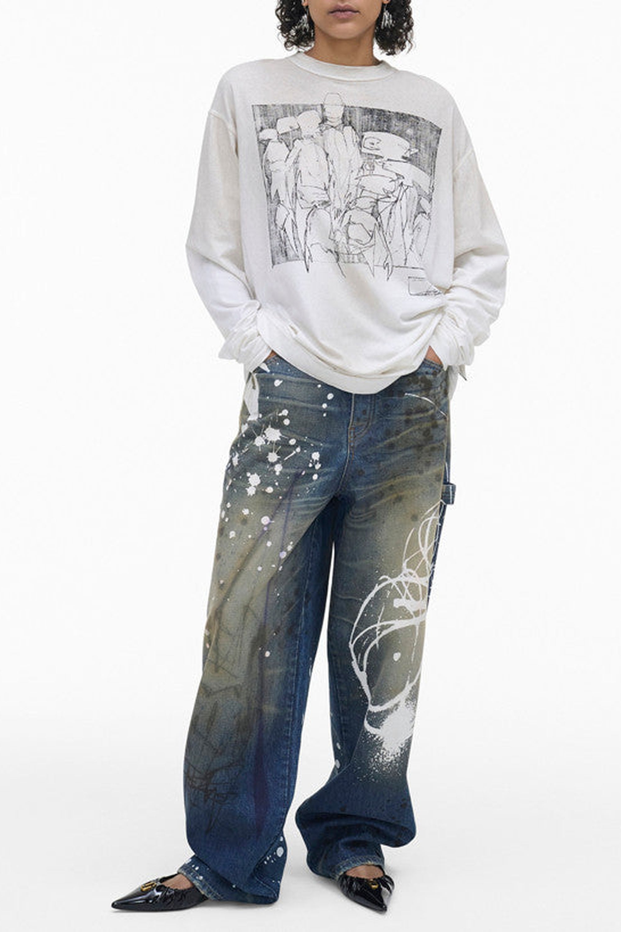 T-shirt à manches longues oversize Futura - Dirty White