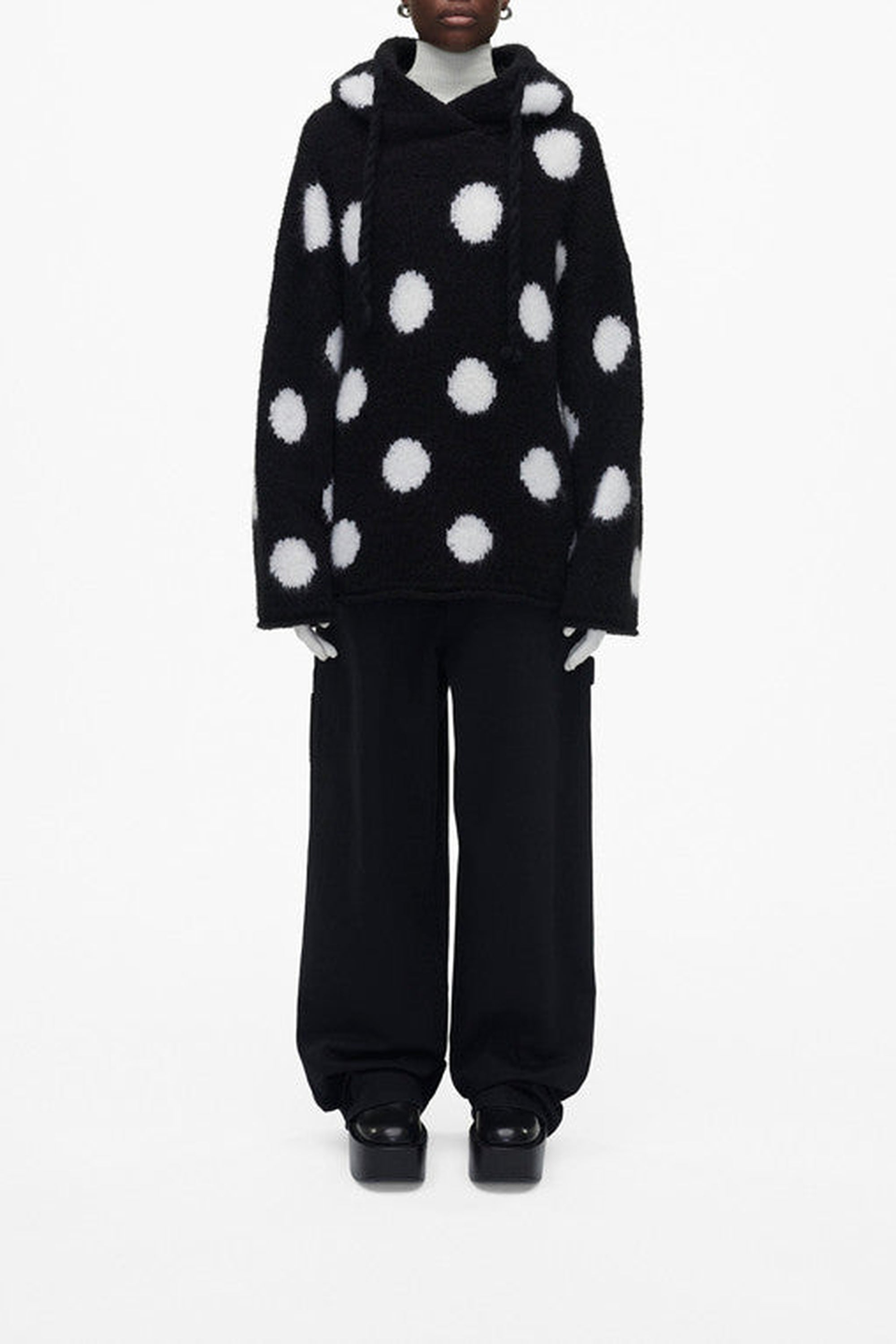 Sweat à capuche en laine - Black & White