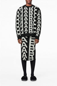 Pull Monogram à col rond en laine - Black & Ivory