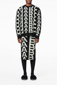 Pull Monogram à col rond en laine - Black & Ivory