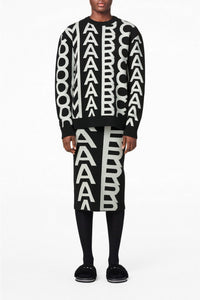 Monogram round-neck wool jumper - Black & Ivory