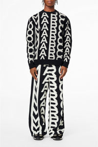 Monogram round-neck wool jumper - Black & Ivory