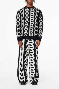 Pull Monogram à col rond en laine - Black & Ivory