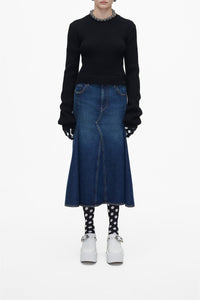 Pull court ras du cou en laine - Black