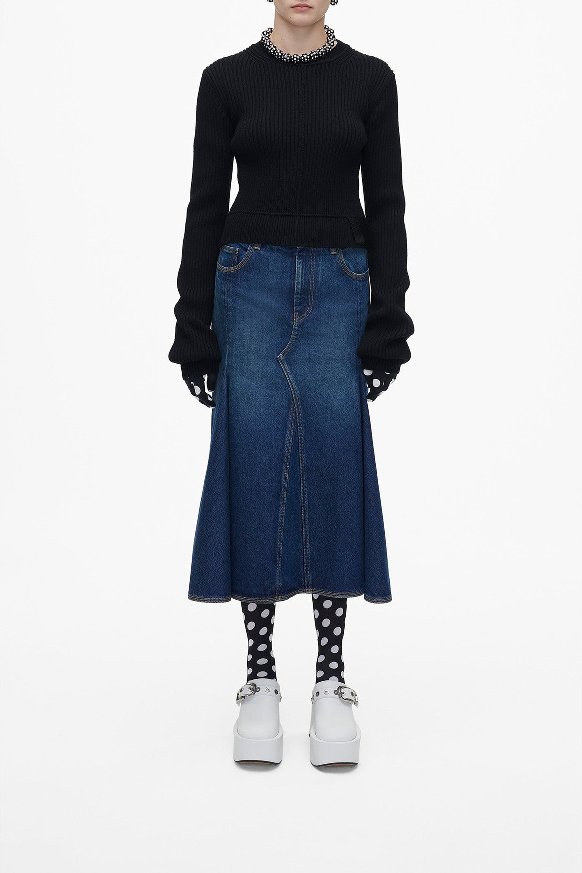 Pull court ras du cou en laine - Black
