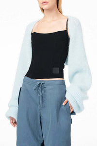 Cardigan à manches longues en laine - Bleu