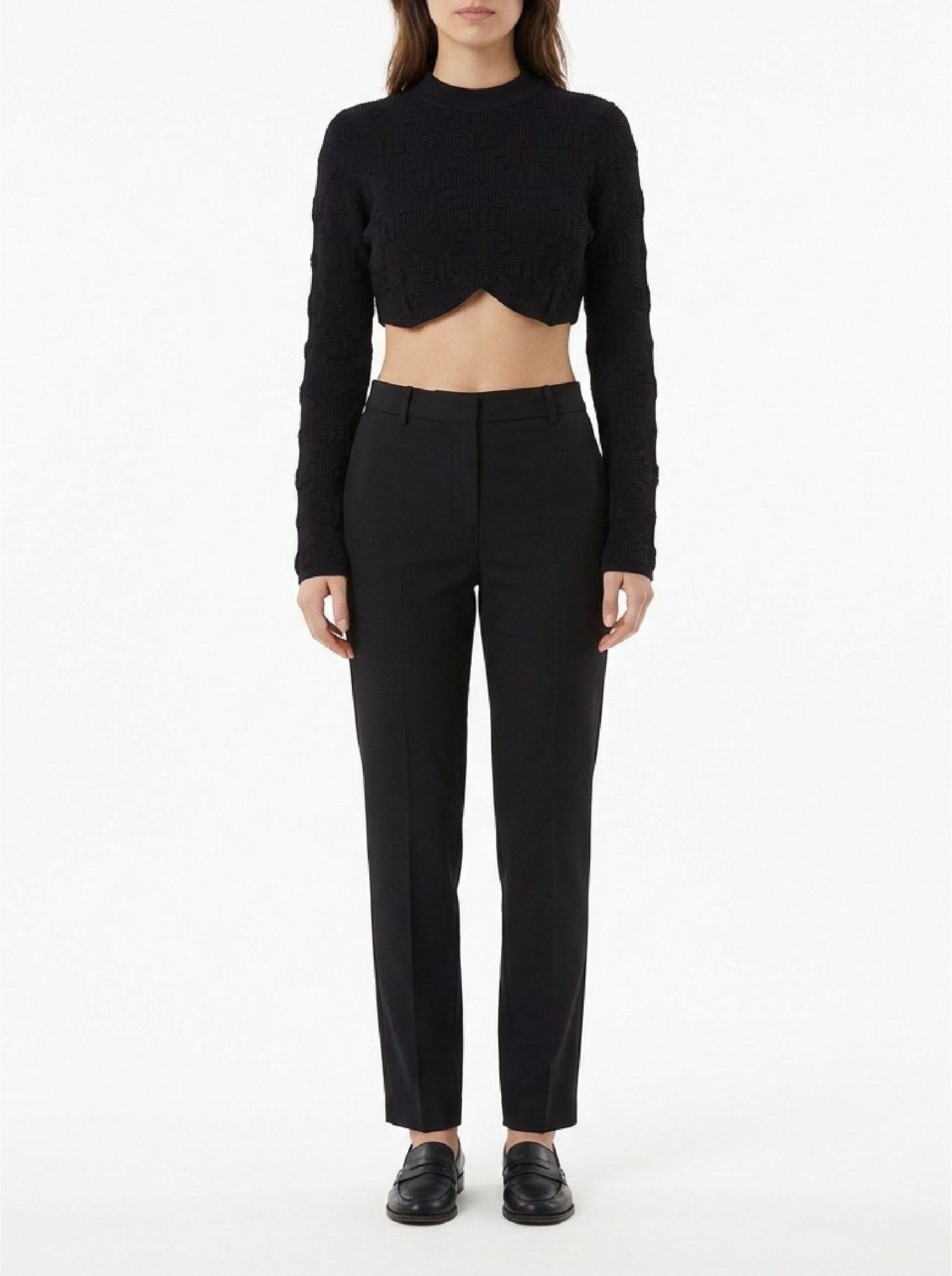 Short turtleneck jumper with monogrammed motif - Nero