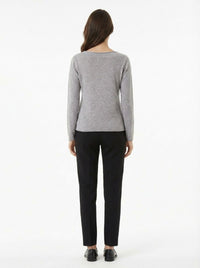 Pull orné de perles et sequins en laine mélangée - Grigio Perla Melange