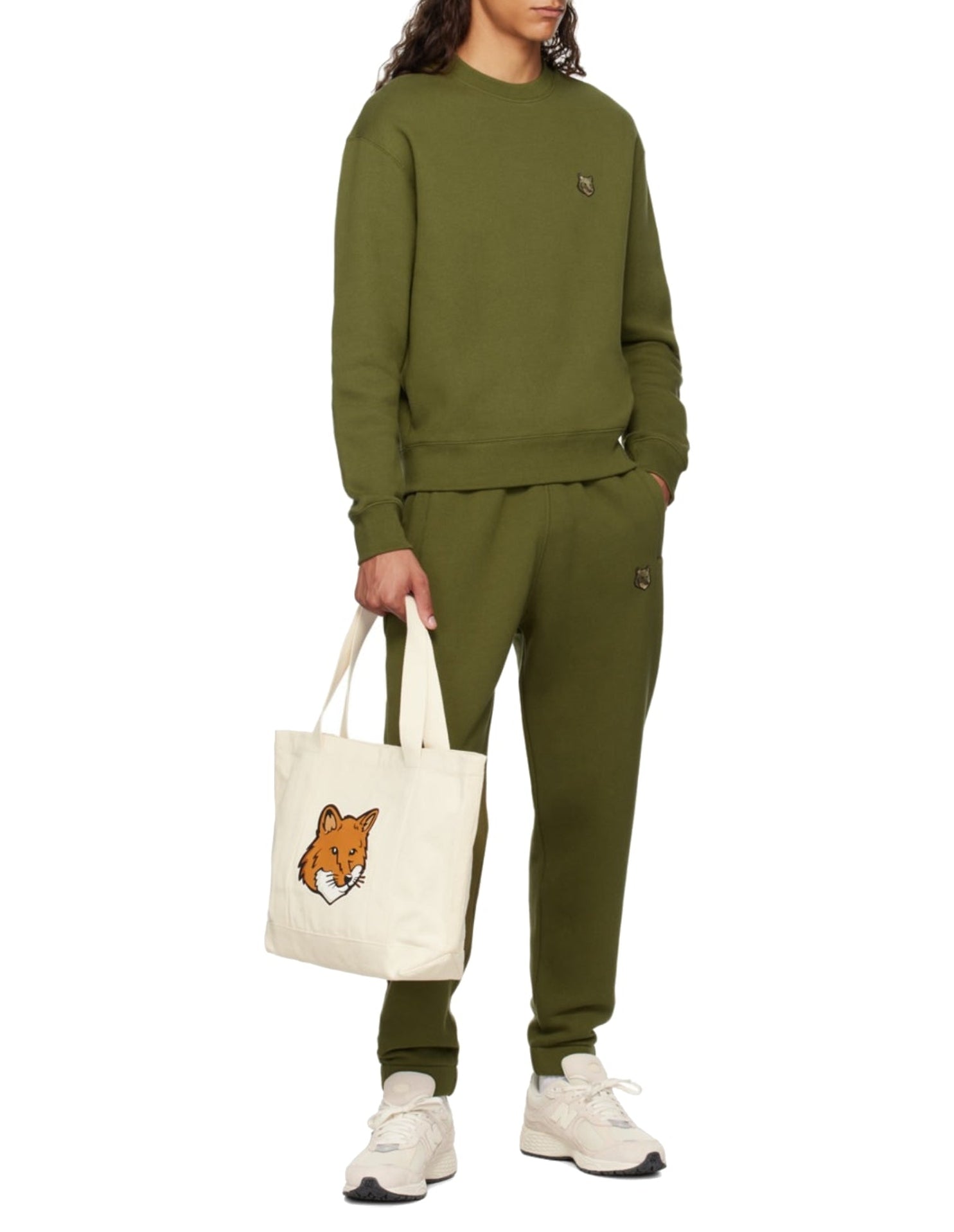 Sweatshirt Bold Fox Head avec écusson - Military Green