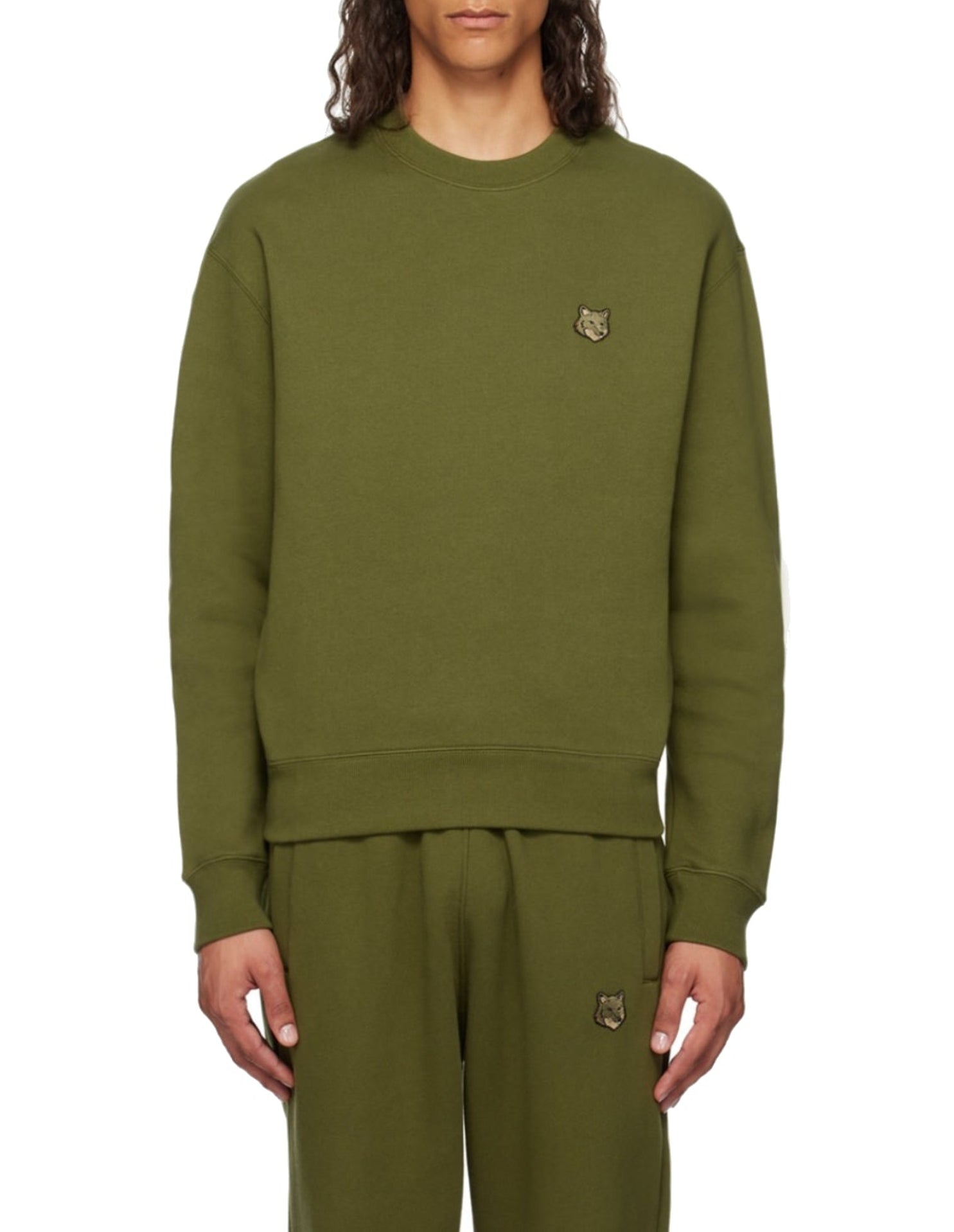 Sweatshirt Bold Fox Head avec écusson - Military Green