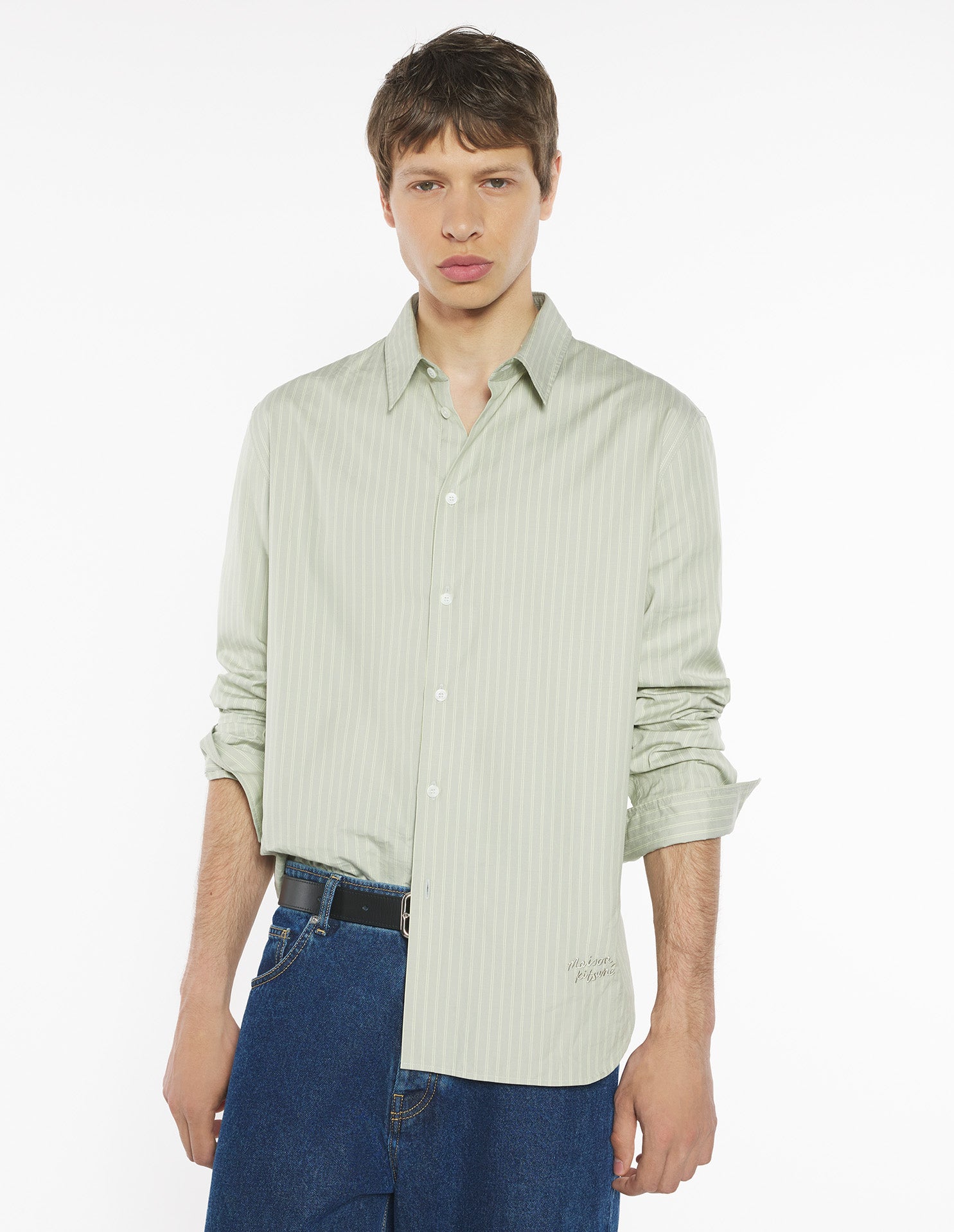 Maison Kitsuné Handwriting Relaxed Shirt - Sea Foam